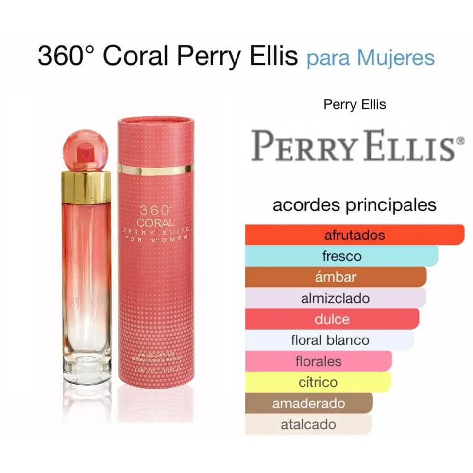 360° Coral Perry Ellis EDP para mujer 100 ml - Aromática CR