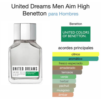 Benetton Aim High Men Gris EDT para hombre - Aromática CR