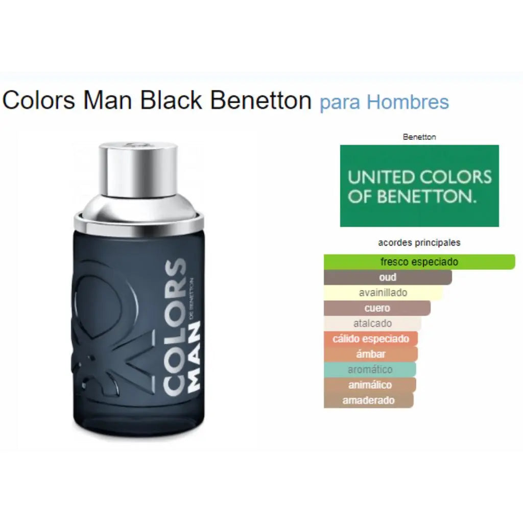 Benetton Colors Man Black EDT para hombre 100 ml - Aromática CR