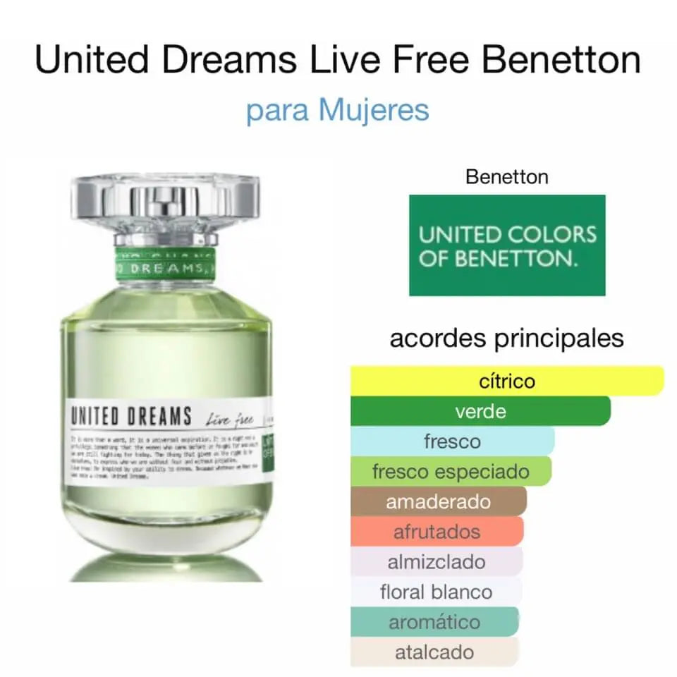 Benetton Live Free Verde EDT para mujer 80 ml - Aromática CR