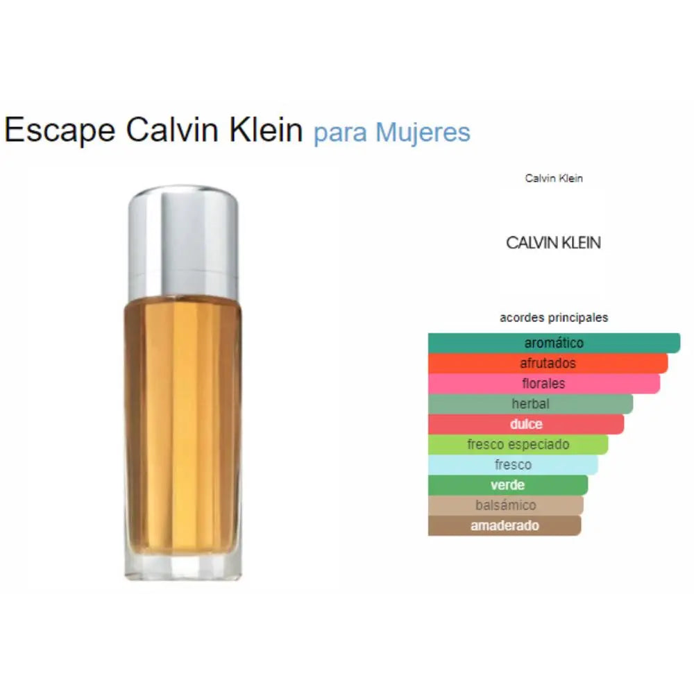 Calvin Klein Escape EDP para mujer 100 ml - Aromática CR