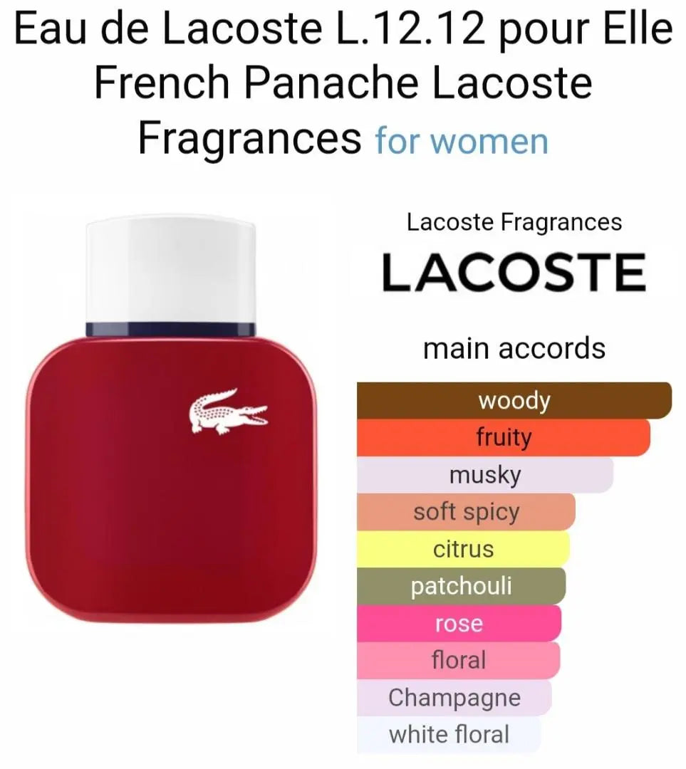 Lacoste L.12.12 French Panache EDT para mujer 100 ml - Aromática CR