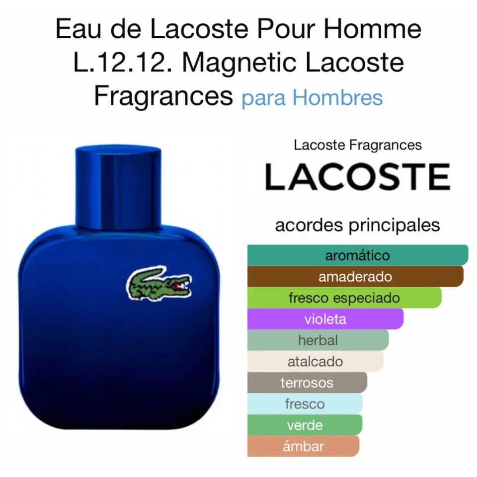 Lacoste L.12.12 Magnetic Azul EDT para hombre 100 ml - Aromática CR