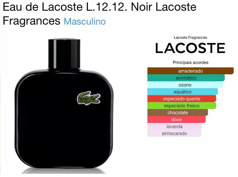 Lacoste L.12.12 Noir Negro EDT para hombre 100 ml - Aromática CR