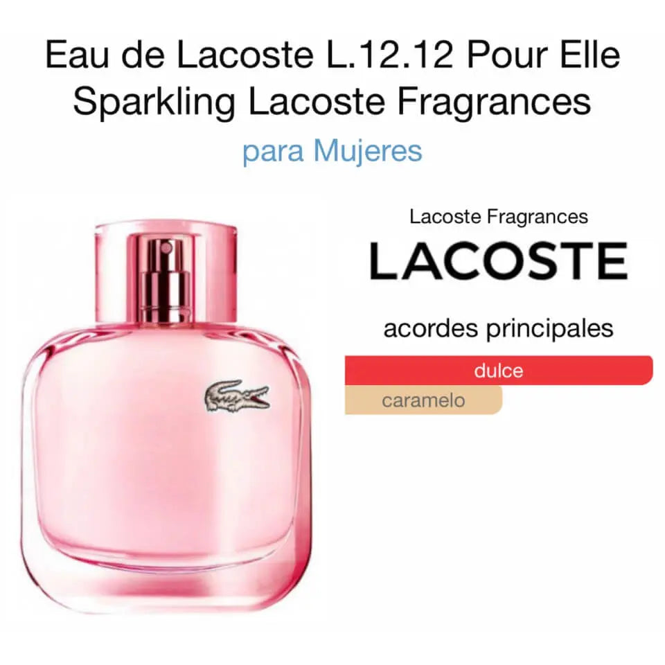 Lacoste L.12.12 Sparkling Rosado EDT para mujer 90 ml - Aromática CR